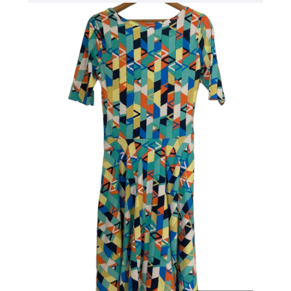 LuLaRoe GEOMETRIC Skater Dress - Multicolored Knee Length Dress - Picture 6 of 8